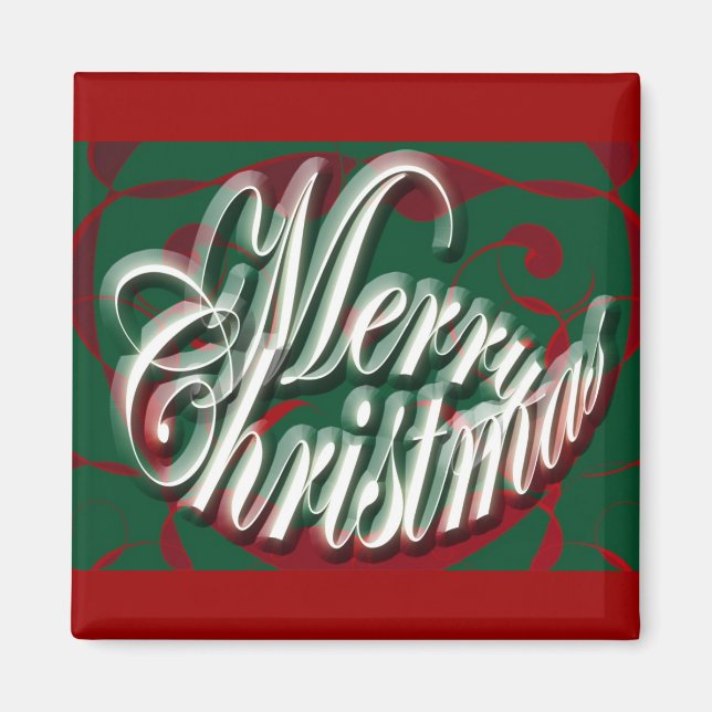 Merry Christmas in Green Magnet (Front)