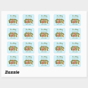 Merry Christmas in Holly’s Boots Party Gift Square Sticker