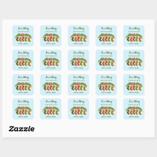 Merry Christmas in Holly’s Boots Party Gift Square Sticker