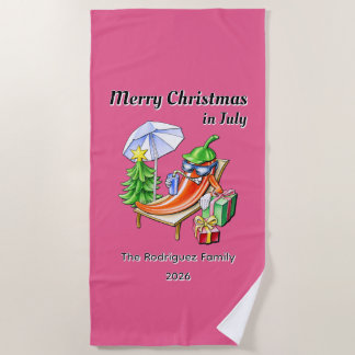 Merry Christmas in July Custom Family Summer Party Beach Towel