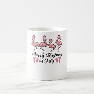 Merry Christmas In July Flamingo Christmas Summer Coffee Mug