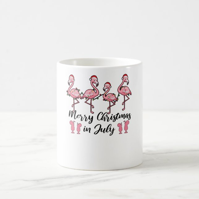 Merry Christmas In July Flamingo Christmas Summer Coffee Mug (Center)
