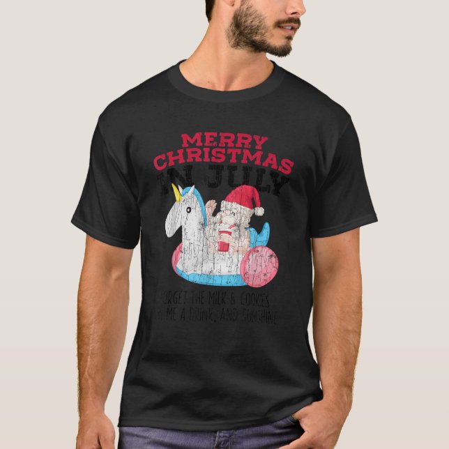 Merry Christmas In July Funny Santa Beach Summer G T-Shirt (Front)