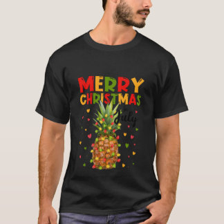 Merry Christmas In July Pineapple Lights Summer Va T-Shirt