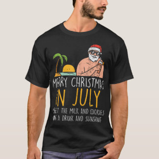 Merry Christmas In July Santa Beach Cocktail Summe T-Shirt