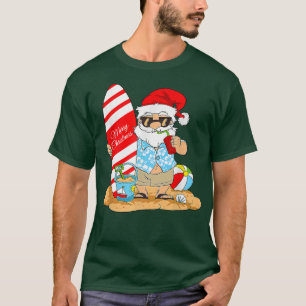 Merry Christmas In July Santa Claus Surfboard Summ T-Shirt