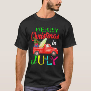 Merry Christmas In July Santa Driving Truck Surfin T-Shirt