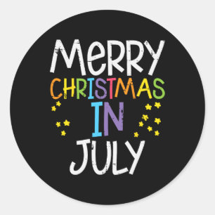 Merry Christmas In July Stars Summer Xmas Men Wome Classic Round Sticker