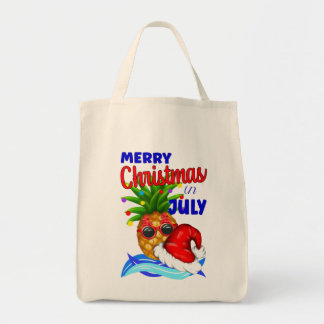 Merry Christmas in July, Xmas Hat Pineapple Tote Bag