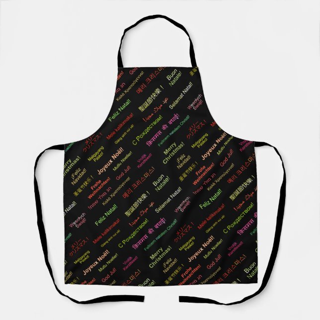 Merry Christmas in Many Different Languages Apron (Front)