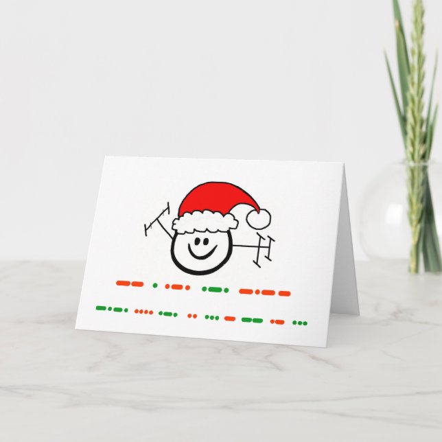 Merry Christmas in Morse Code Happy Ham Card (Front)