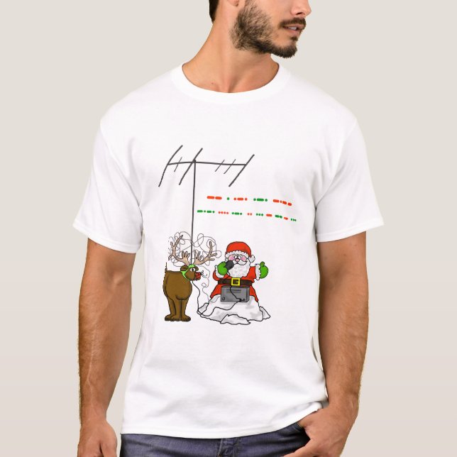 Merry Christmas in Morse Code Tshirt - Santa (Front)