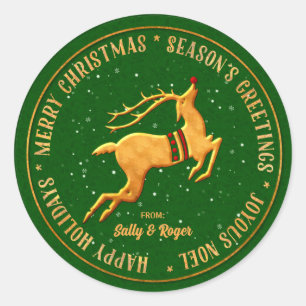 Merry Christmas in Multi Languages Classic Round Sticker