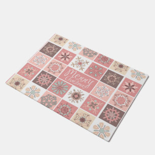 Merry Christmas in Pastel Pinks Doormat