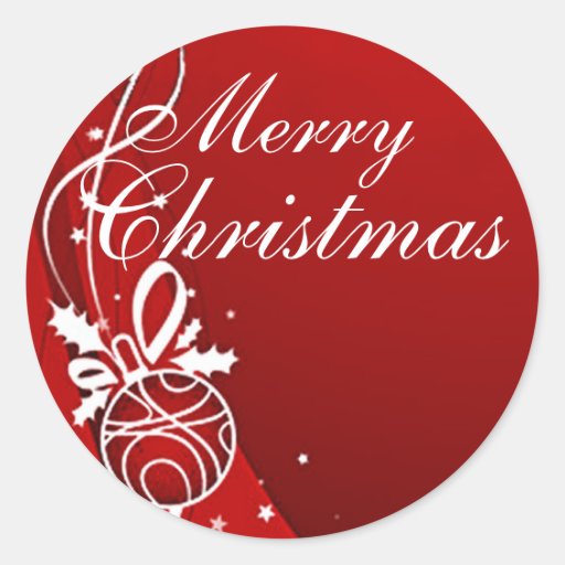 Image of MERRY CHRISTMAS in RED by SHARON SHARPE Classic Round Sticker