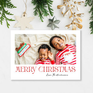Merry Christmas in Red - minimalist photo card