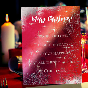 Merry Christmas in red with snowflakes and stars Foil Holiday Postcard
