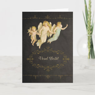 Merry Christmas in Slovenian, chalkboard effect Holiday Card