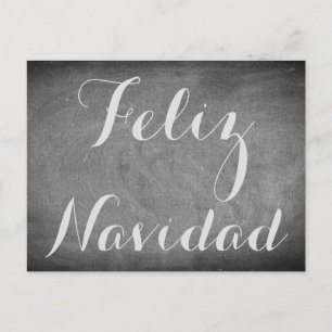 Merry Christmas in Spanish Chalkboard Typography Holiday Postcard