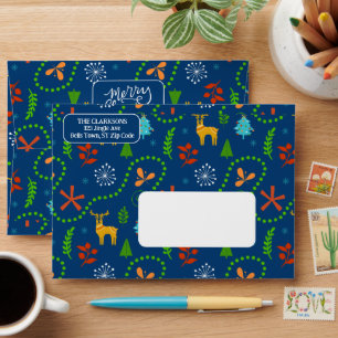 Merry Christmas in the Forest   Blue Envelope