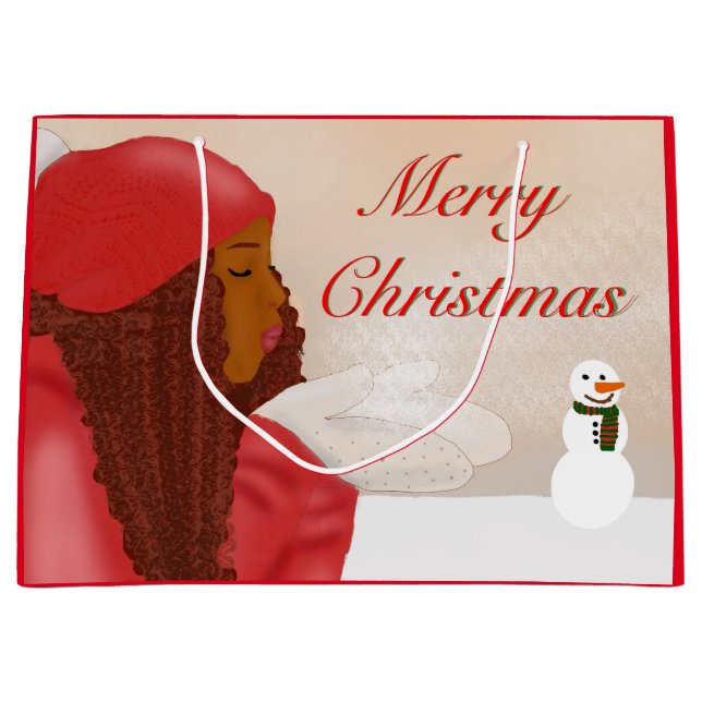 Merry Christmas in the Snow Large Gift Bag (Front)