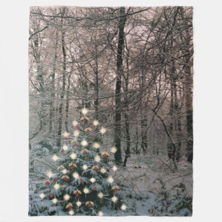Merry Christmas In The Woods Fleece Blanket