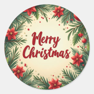 Merry Christmas in Various Patter Classic Round Sticker
