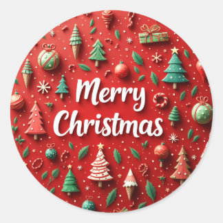 Merry Christmas in Various Patterns Classic Round Sticker