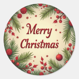 Merry Christmas in Various Patterns Classic Round Sticker
