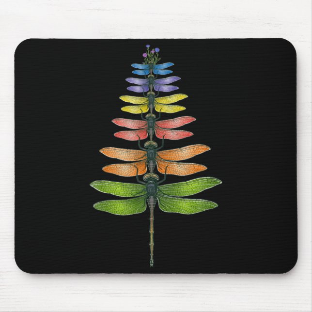 Merry Christmas Insect Dragonfly Xmas Tree  Mouse Mat (Front)