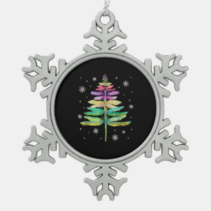 Merry Christmas insect Lover Xmas Dragonfly Snowflake Pewter Christmas Ornament