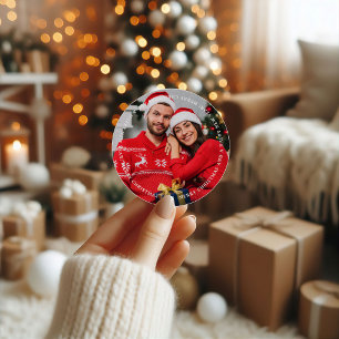 Merry Christmas Insert your Photo Classic Round Sticker