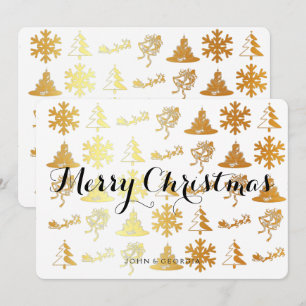 Merry Christmas invitation card in white and gold