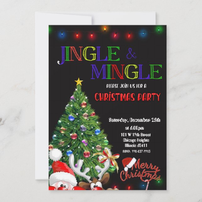 Merry Christmas Invitation, Jingle & Mingle invite (Front)