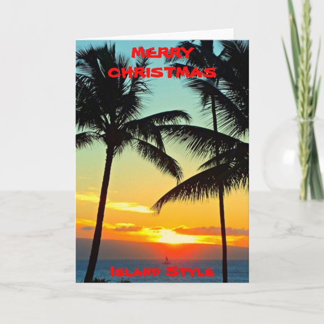 MERRY CHRISTMAS  "ISLAND STYLE"  HAWAII HOLIDAY CARD (Front)