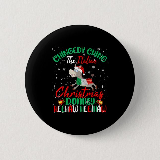 Merry Christmas Italian Funny Italian Santa Heehaw 6 Cm Round Badge (Front)
