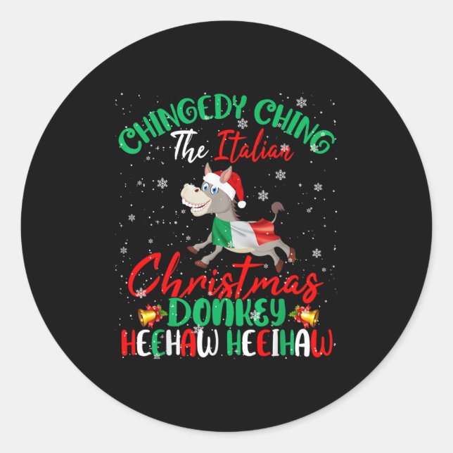 Merry Christmas Italian Funny Italian Santa Heehaw Classic Round Sticker (Front)