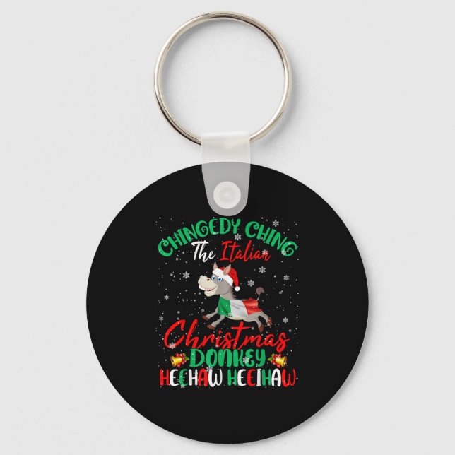 Merry Christmas Italian Funny Italian Santa Heehaw Key Ring (Front)