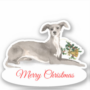 Merry Christmas Italian Greyhound Custom-Cut Vinyl