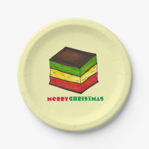 Merry Christmas Italian Rainbow Seven Layer Cookie Paper Plate