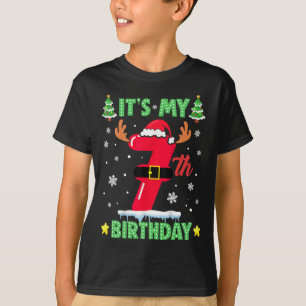 Merry Christmas It's My 7th Birthday Xmas Kids T-Shirt