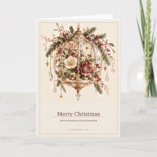 Merry Christmas Ivory Floral Glasshouse Card