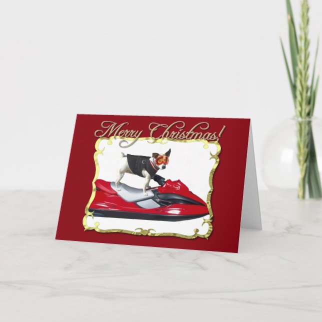 Merry Christmas Jack Russell Terrier greeting card (Front)