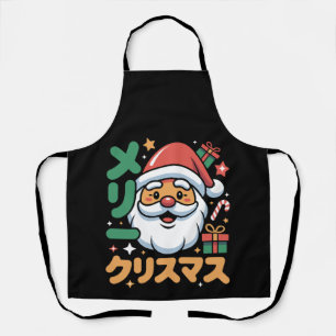Merry Christmas Japanese Santa Xmas Candy Cane Apron