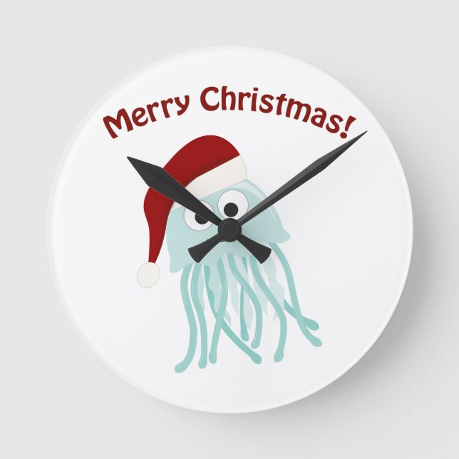 Merry Christmas! Jellyfish Round Clock (Front)