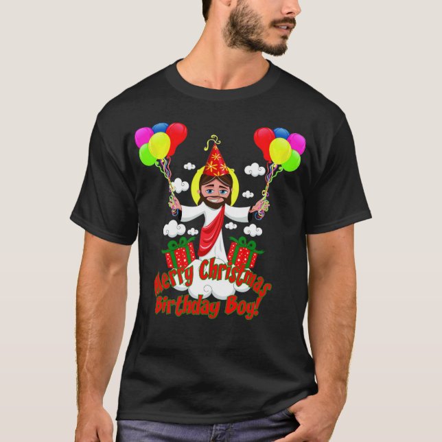 Merry Christmas Jesus Birthday Boy Anime T-Shirt (Front)