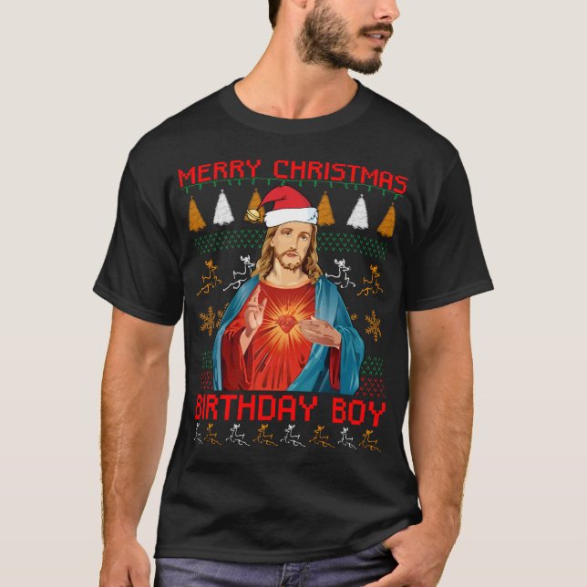 Merry Christmas Jesus Birthday Boy White T-Shirt (Front)