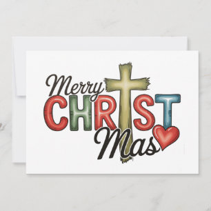 Merry Christmas Jesus Christ Mas Cross Xmas Holiday Card