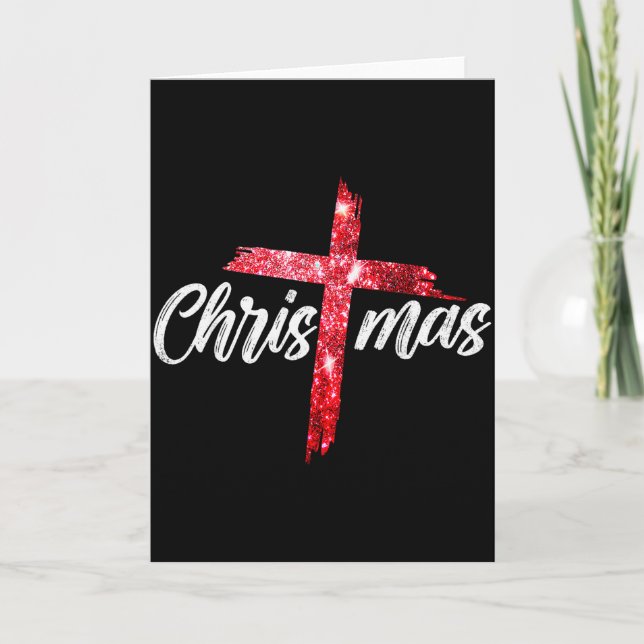 Merry Christmas Jesus Christian Cross Xmas Pajamas Card (Front)