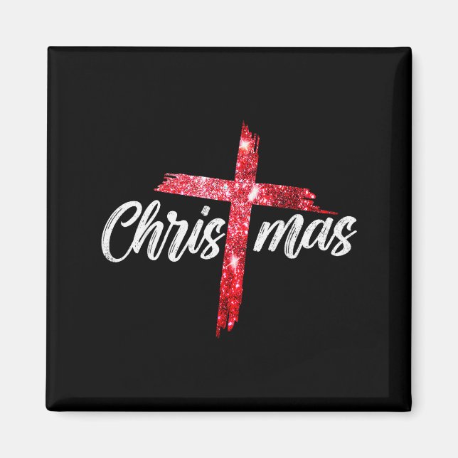 Merry Christmas Jesus Christian Cross Xmas Pajamas Magnet (Front)